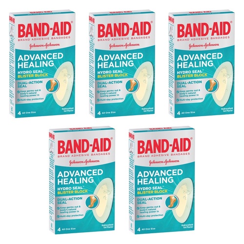 Band-Aid Advanced Healing Hydro Seal Blister Block Gel 4 Pack x 6 Bundle of 5