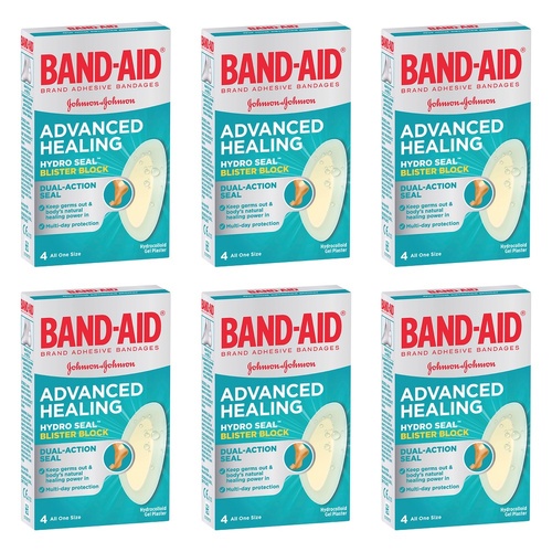Band-Aid Advanced Healing Hydro Seal Blister Block Gel 4 Pack x 6 Bundle of 6