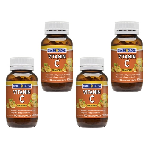 Goldx Vitamin C 500mg Orange Flavour 100 Tablets Pack of 4
