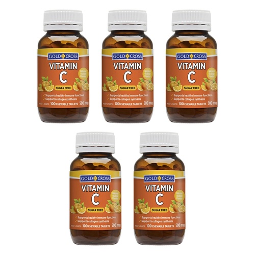 Goldx Vitamin C 500mg Orange Flavour 100 Tablets Pack of 5