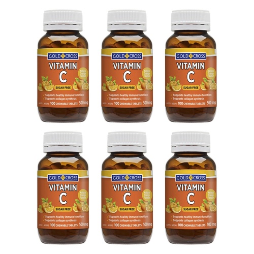 Goldx Vitamin C 500mg Orange Flavour 100 Tablets Pack of 6