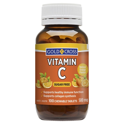 Goldx Vitamin C 500mg Orange Flavour 100 Tablets
