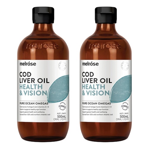 Melrose Cod Liver Oil Health & Vision 500mL Pack of 2