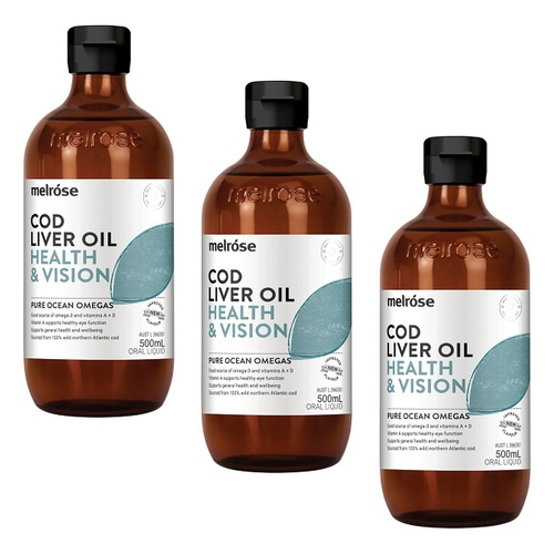 Melrose Cod Liver Oil Health & Vision 500mL Pack of 3