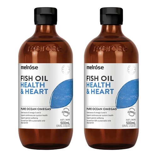 Melrose Health Fish Oil Health & Heart Lemon Lime 500mL Pack of 2
