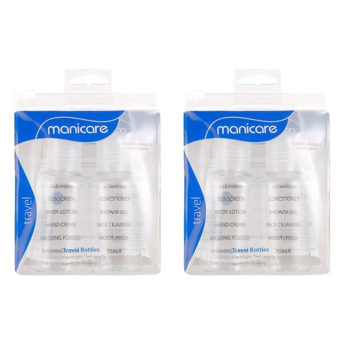 Manicare Travel Bottles 2 Pack x 3 Bundle of 2