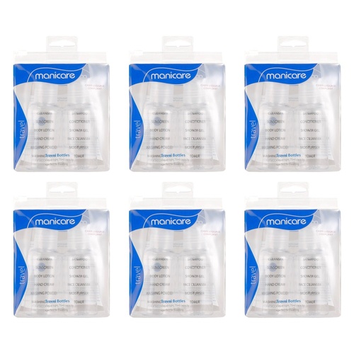 Manicare Travel Bottles 2 Pack x 3 Bundle of 6
