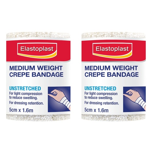 Elastoplast Medium Weight Crepe Bandage 5cm x 1.6m Pack of 2