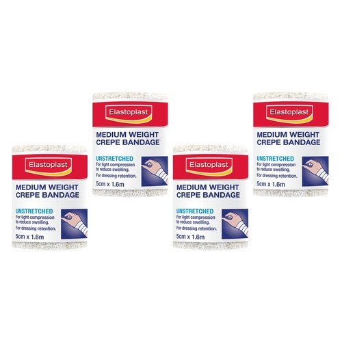 Elastoplast Medium Weight Crepe Bandage 5cm x 1.6m Pack of 4