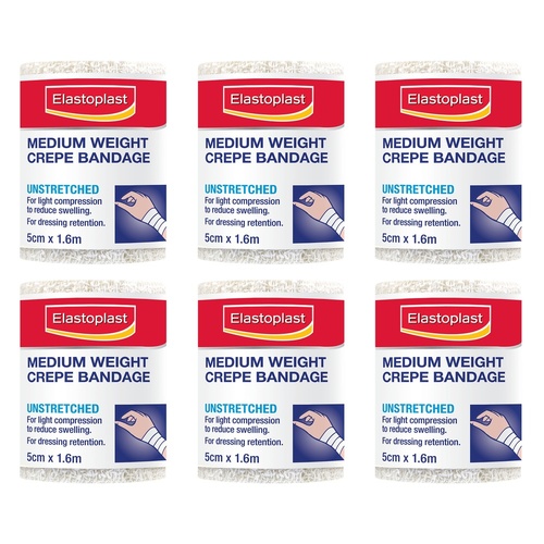 Elastoplast Medium Weight Crepe Bandage 5cm x 1.6m Pack of 6