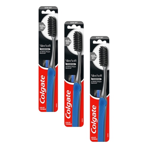 Colgate Slimsoft Charcoal Toothbrush Soft x 12 Bundle of 3