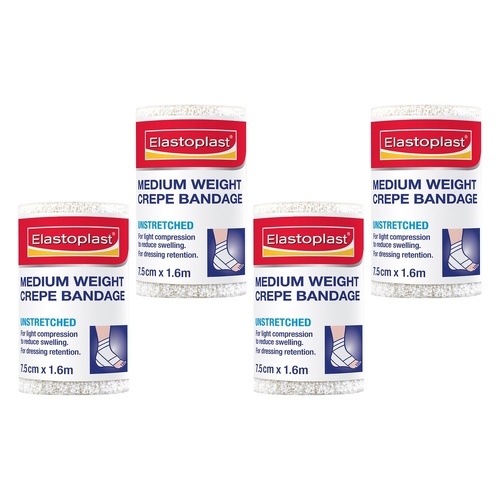 Elastoplast Medium Weight Crepe Bandage Unstretched 7.5cm x 1.6m Pack of 4