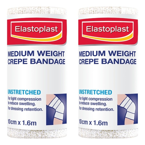 Elastoplast Medium Weight Crepe Bandage 10cm x 1.6m Pack of 2