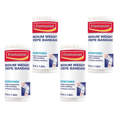 Elastoplast Medium Weight Crepe Bandage 10cm x 1.6m Pack of 4
