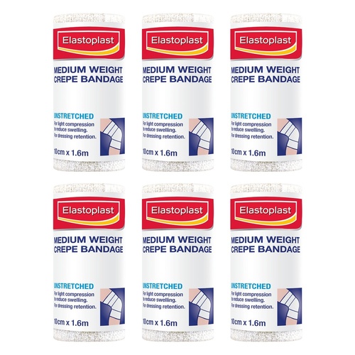 Elastoplast Medium Weight Crepe Bandage 10cm x 1.6m Pack of 6
