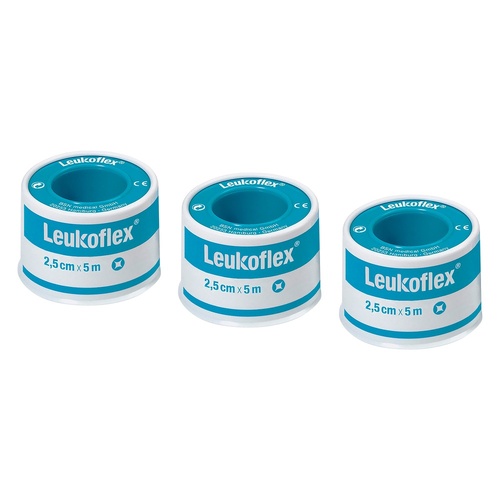 Leuko Leukoflex Low Allergy Adhesive Medical Tape 2.5cm x 5m Pack of 3