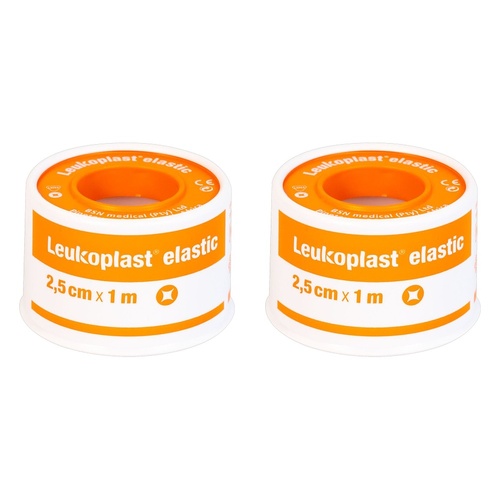 Leuko Leukoplast Elastic Rubber Tape 2.5cm x 1m Pack of 2
