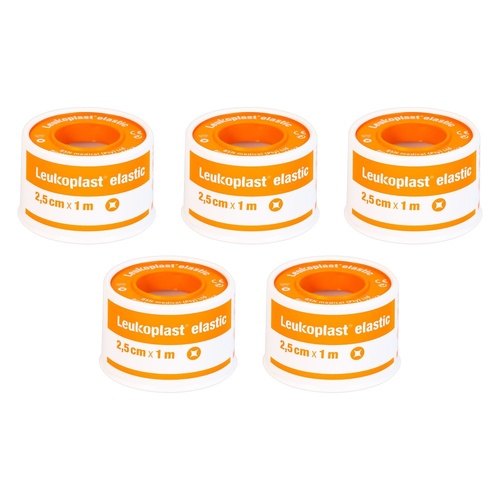 Leuko Leukoplast Elastic Rubber Tape 2.5cm x 1m Pack of 5