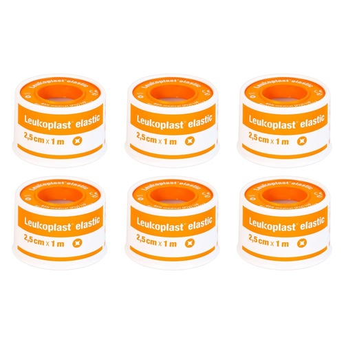 Leuko Leukoplast Elastic Rubber Tape 2.5cm x 1m Pack of 6