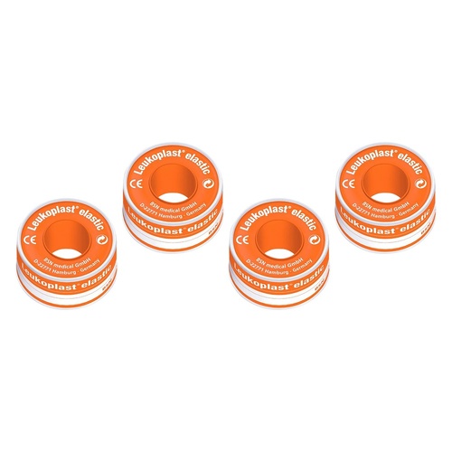 Leuko Leukoplast Elastic Tan Zinc Oxide Tape 2.5cm x 2.5m Pack of 4