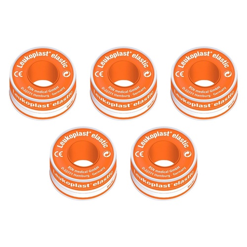 Leuko Leukoplast Elastic Tan Zinc Oxide Tape 2.5cm x 2.5m Pack of 5