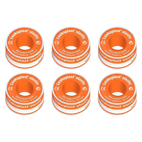Leuko Leukoplast Elastic Tan Zinc Oxide Tape 2.5cm x 2.5m Pack of 6