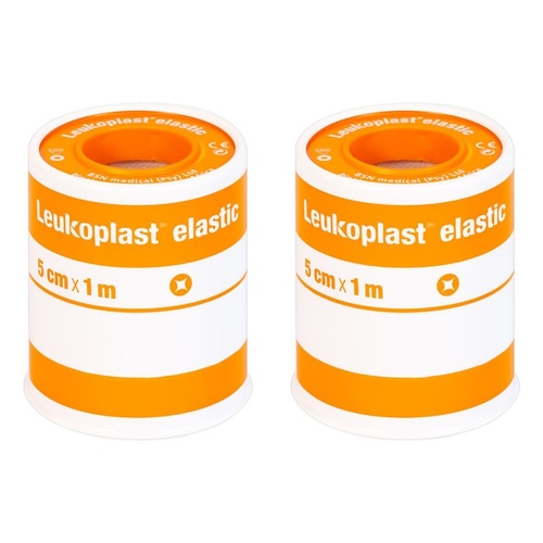 Leuko Leukoplast Elastic Rubber Tape 5cm x 1m Pack of 2