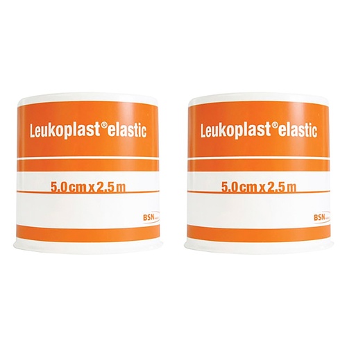 Leukoplast Elastic Zinc Oxide Tape Tan 5cm x 2.5m Pack of 2