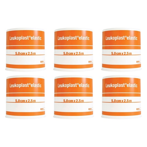 Leukoplast Elastic Zinc Oxide Tape Tan 5cm x 2.5m Pack of 6