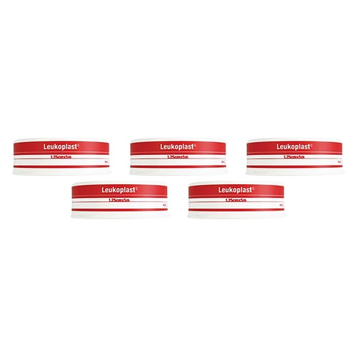 Leuko Leukoplast Normal Tan Zinc Oxide Tape 1.25cm x 5m Pack of 5
