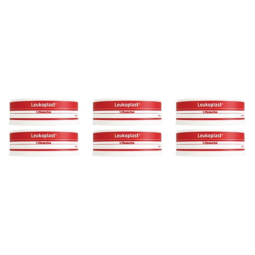 Leuko Leukoplast Normal Tan Zinc Oxide Tape 1.25cm x 5m Pack of 6