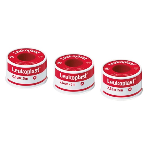 Leuko Leukoplast Normal Tan Zinc Oxide Tape 2.5cm x 5m Pack of 3