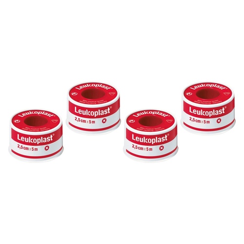 Leuko Leukoplast Normal Tan Zinc Oxide Tape 2.5cm x 5m Pack of 4