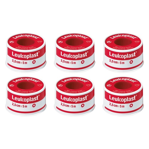 Leuko Leukoplast Normal Tan Zinc Oxide Tape 2.5cm x 5m Pack of 6