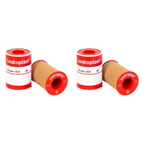 Leuko Leukoplast Standard Plastic Medical Tape Tan 7.5cm x 5m 4 Pack Bundle of 2