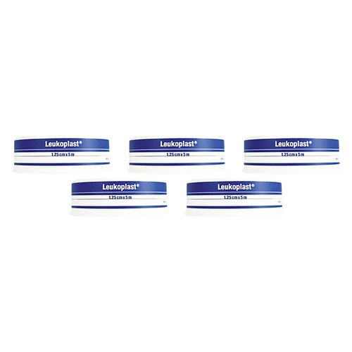 Leuko Leukoplast Waterproof White Medical Tape 1.25cm x 5m Pack of 5