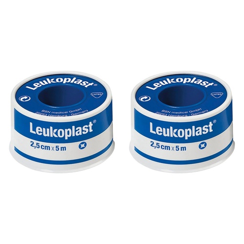 Leuko Leukoplast Waterproof White Medical Tape 2.5cm x 5m Pack of 2