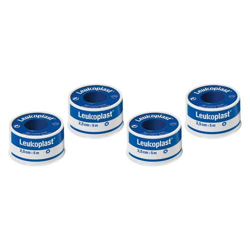 Leuko Leukoplast Waterproof White Medical Tape 2.5cm x 5m Pack of 4