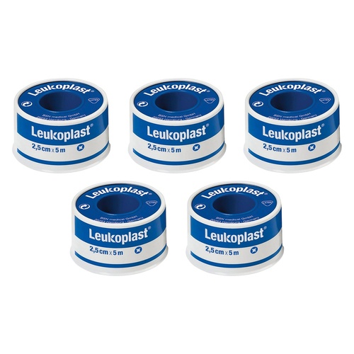 Leuko Leukoplast Waterproof White Medical Tape 2.5cm x 5m Pack of 5
