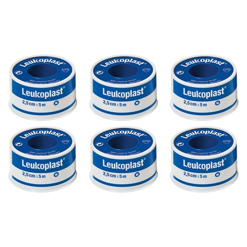Leuko Leukoplast Waterproof White Medical Tape 2.5cm x 5m Pack of 6