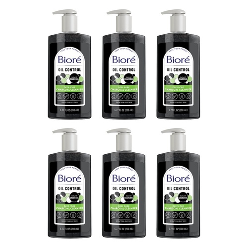 Biore Deep Pore Charcoal Cleanser 200mL Pack of 6