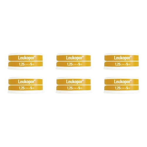 Leuko Leukopor Low Allergy Microporous Tape 1.25cm x 5m Pack of 6