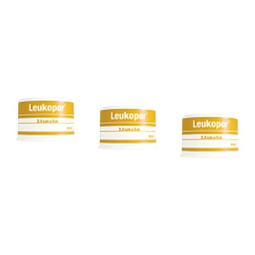 Leukopor Low Allergy Wound Tape 2.5cm x 5m Pack of 3