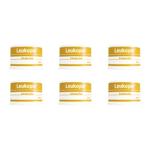 Leukopor Low Allergy Wound Tape 2.5cm x 5m Pack of 6