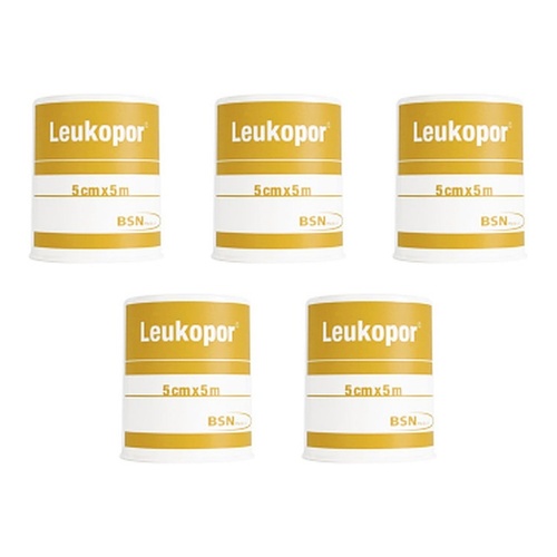 Leukopor Low Allergy Tape 5cm x 5m Pack of 5
