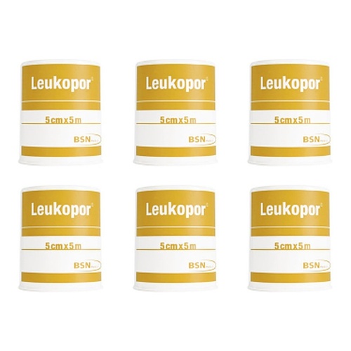 Leukopor Low Allergy Tape 5cm x 5m Pack of 6