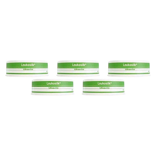 Leukosilk Low Allergy Medical Tape 1.25cm x 5m Pack of 5