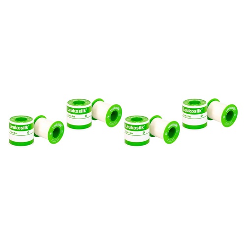 Leukosilk Plastic Snap Ring Tape 5cm x 5m 6 Pack Bundle of 4