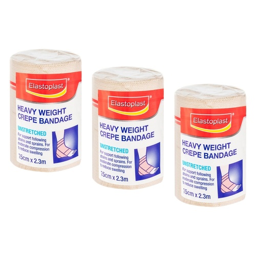 Elastoplast Crepe Bandage Unstretched 7.5cm x 2.3m Pack of 3