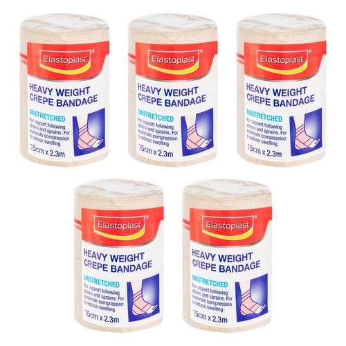 Elastoplast Crepe Bandage Unstretched 7.5cm x 2.3m Pack of 5